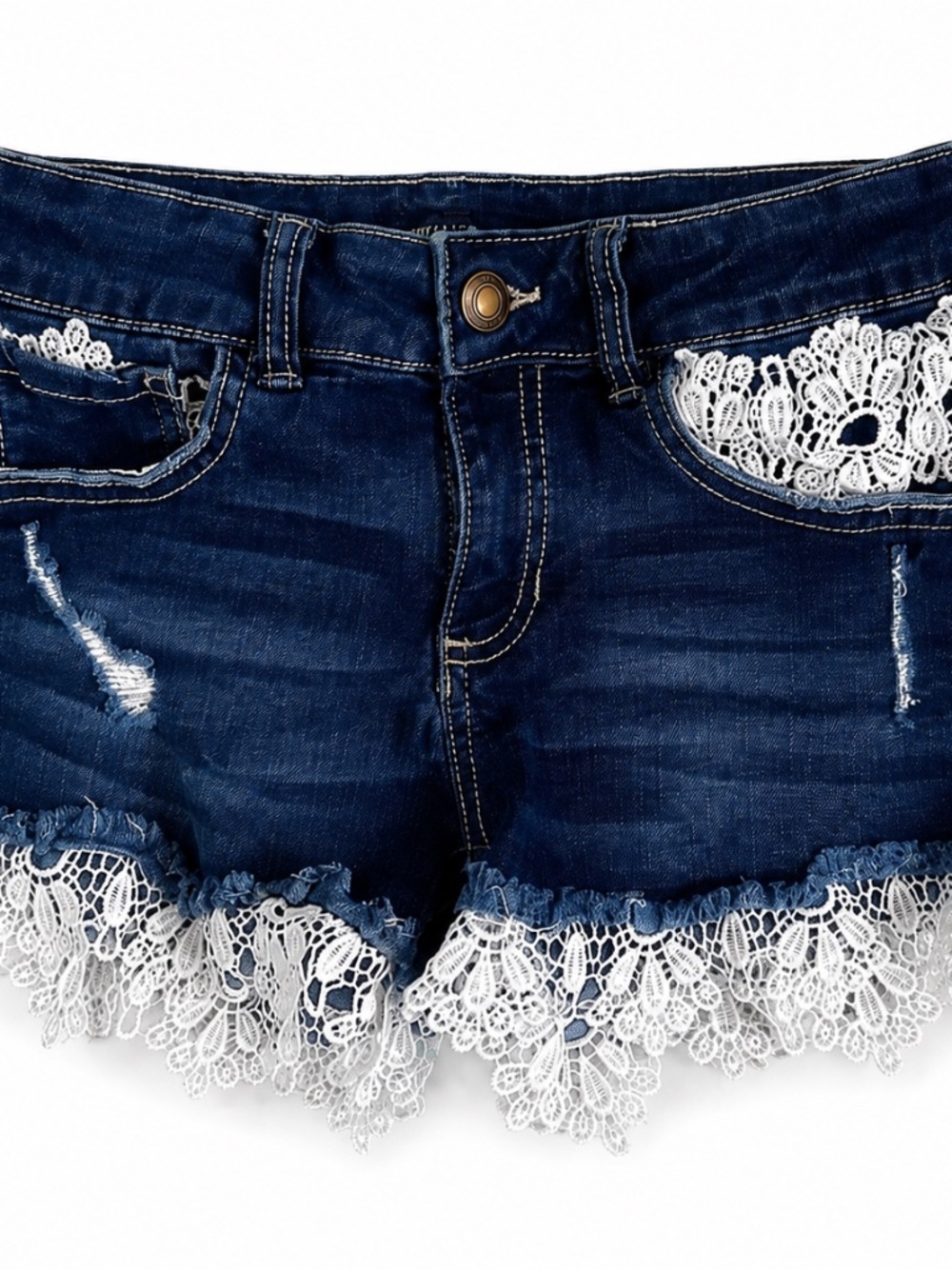 Imperial Star Girls Lace Trim Denim Shorts – Size 10